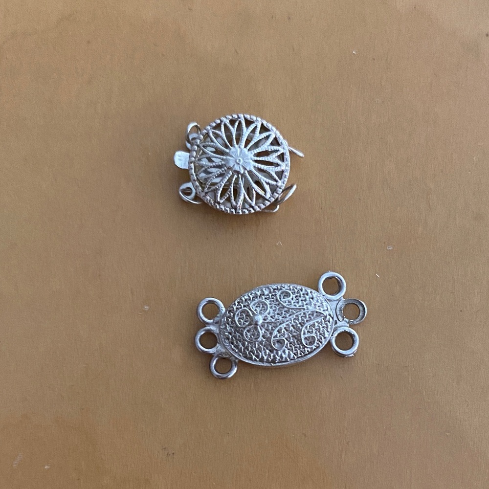 2 Elegant Sterling Silver Multi Strand Jewelry Clasps